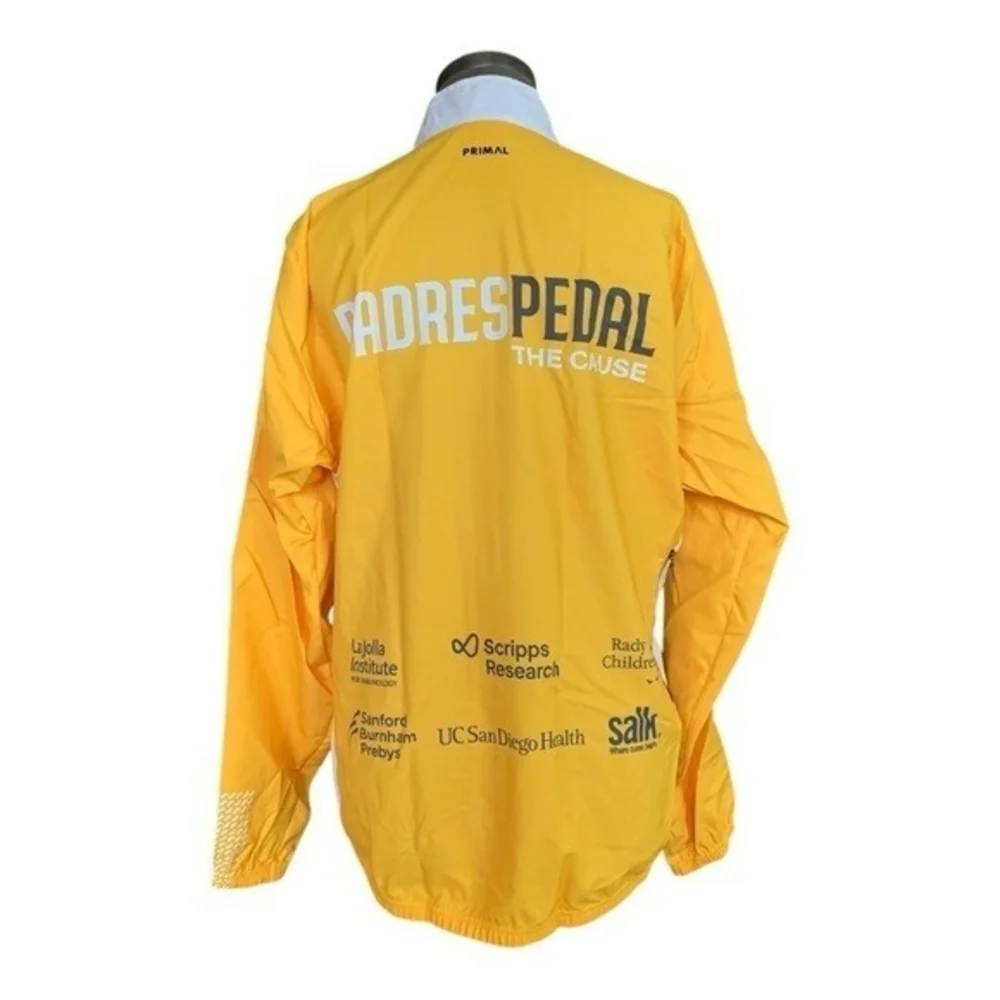 Primal Padres Pedal The Cause Womens Windbreaker XXL Yellow Cycling Jacket NWT